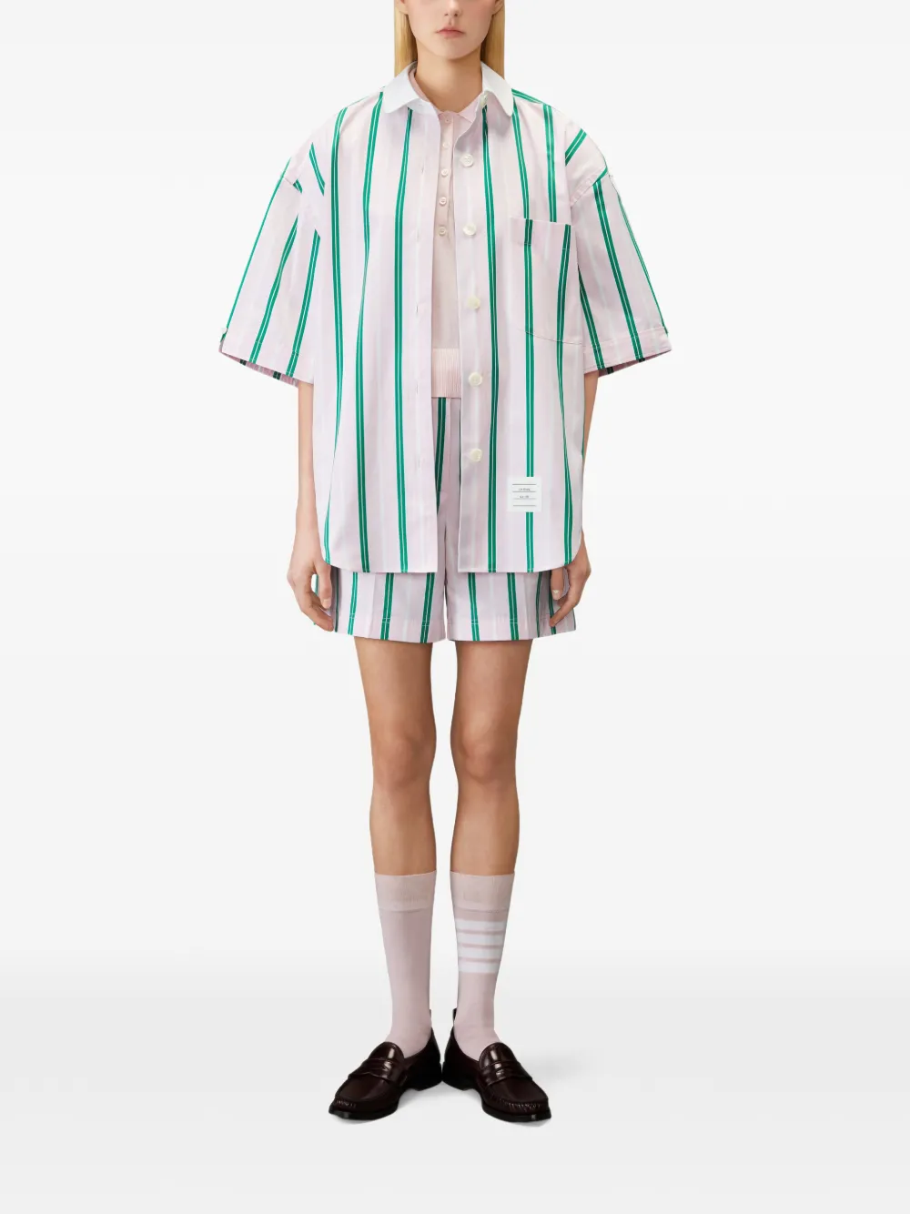 Thom Browne Gestreepte shorts Roze