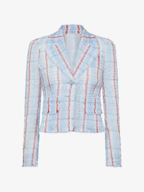 Thom Browne striped frayed tweed jacket