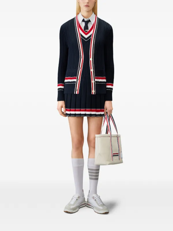 thom browne sweater dress Striped Cable Mini | Blue MG Style x Antonio while tricolor silk lining Size:XL - MIDI length loop