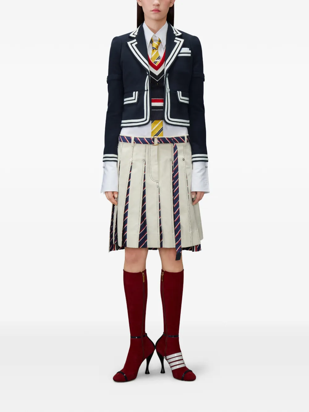  Thom Browne Chaqueta Corta Con Ribetes En Contraste - Azul 
