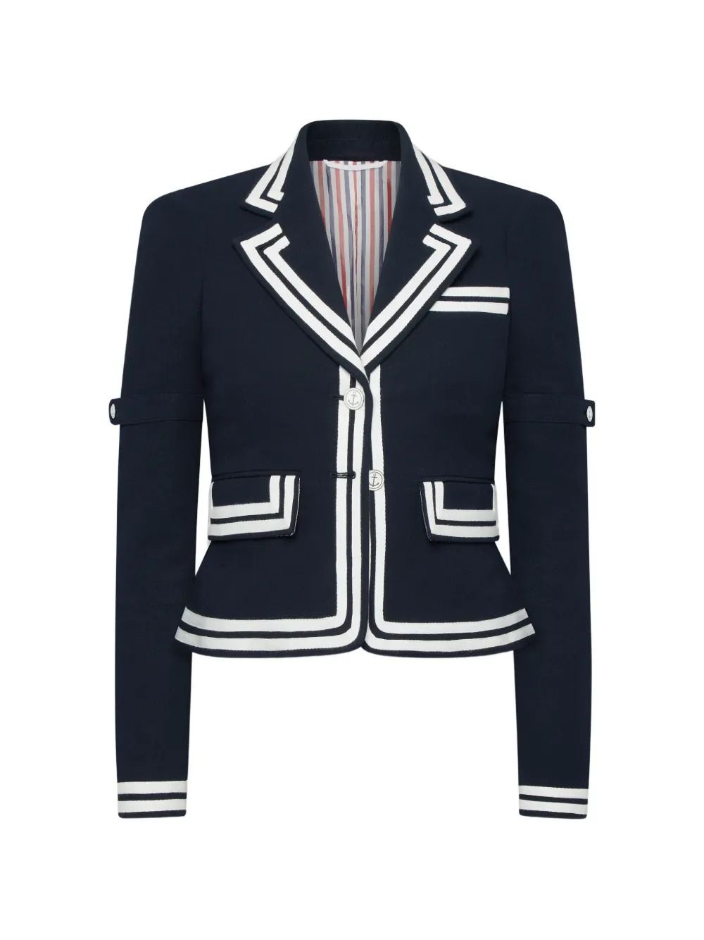 Thom Browne Giacca crop con bordo a contrasto - Blu