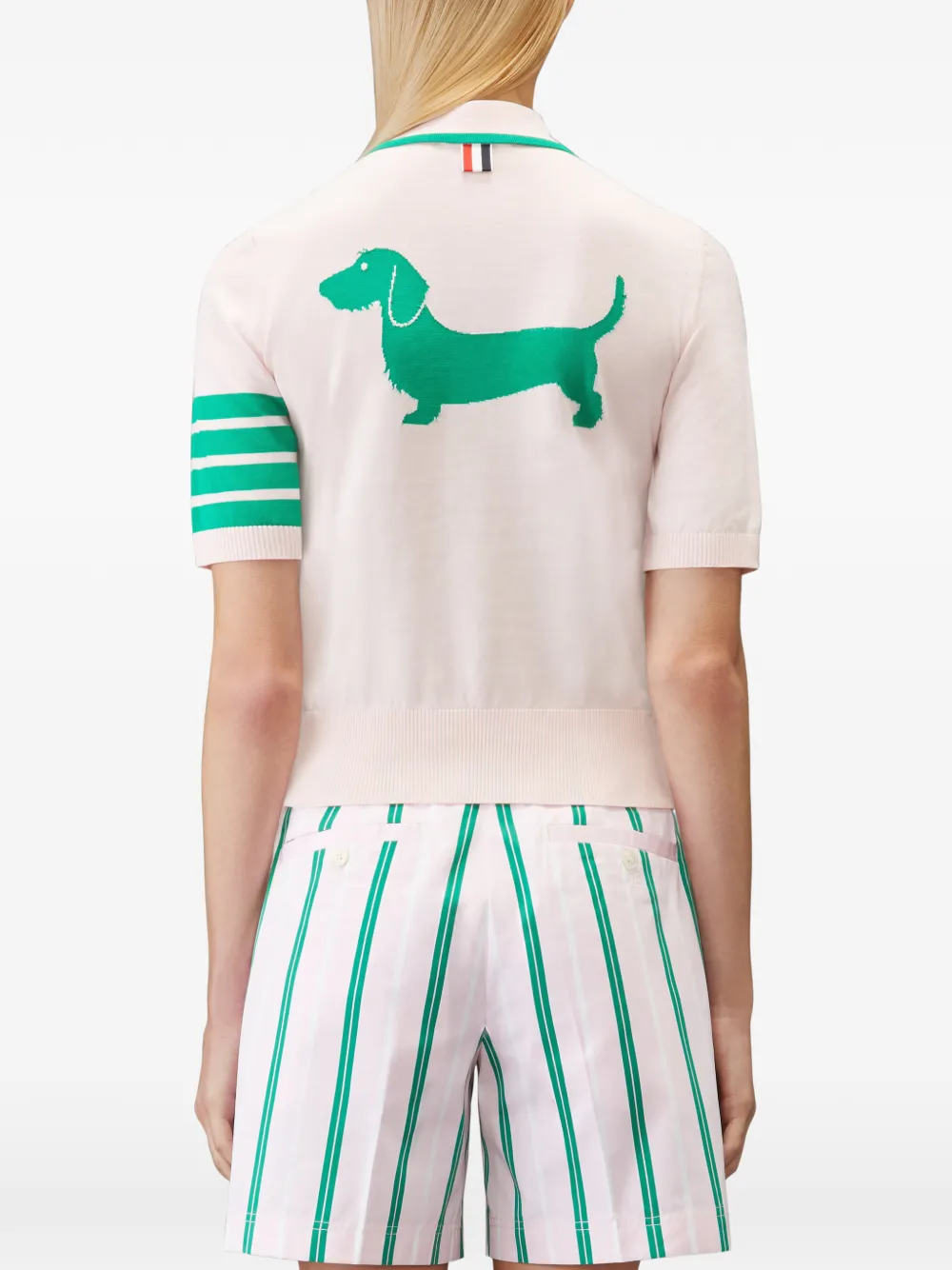 Thom Browne Hector intarsia polotop met 4 strepen Roze