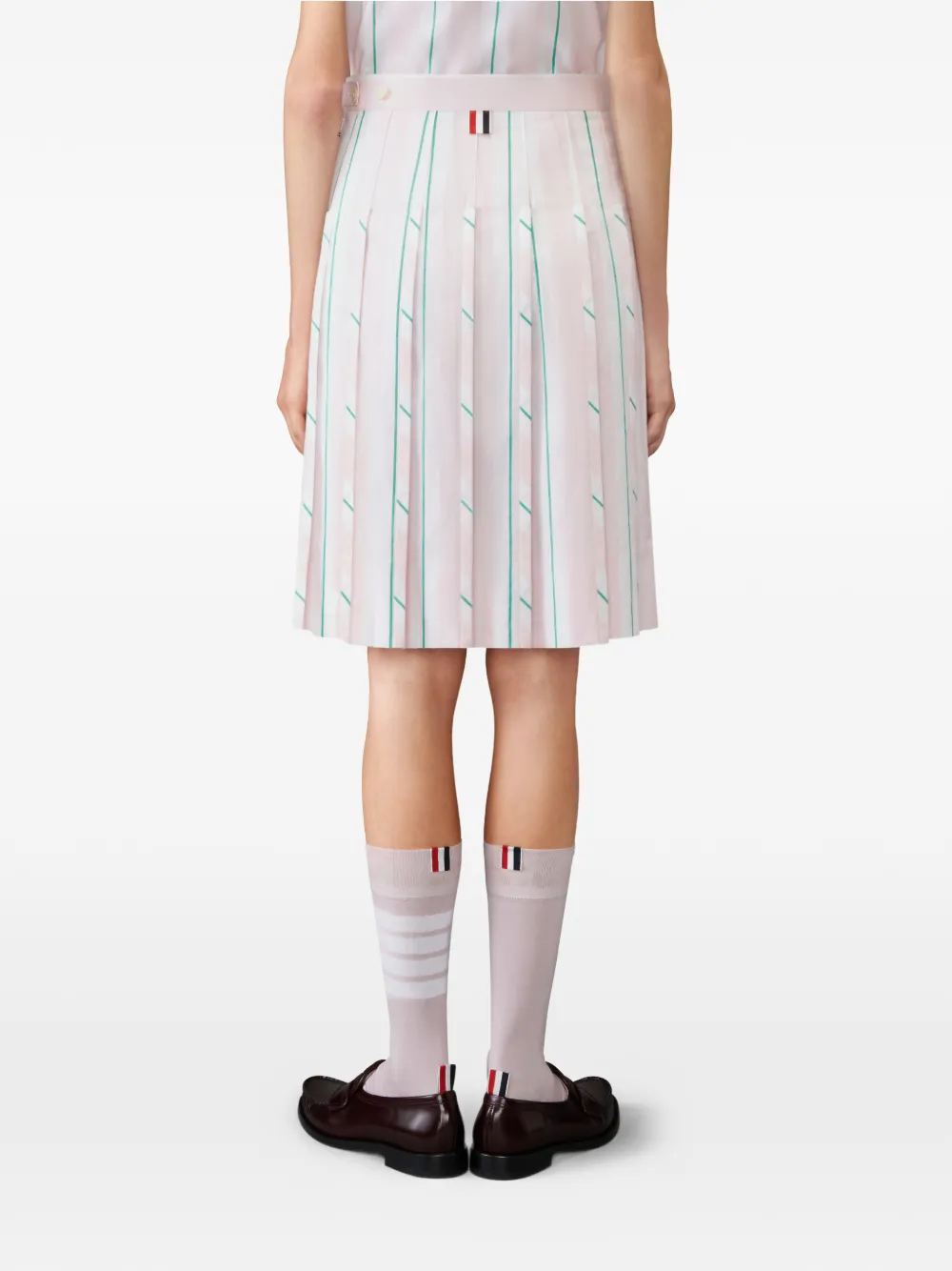 Thom Browne Madras gestreepte mini-plooirok Roze