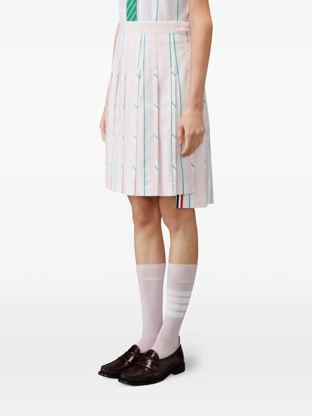 Thom Browne Madras gestreepte mini-plooirok Roze