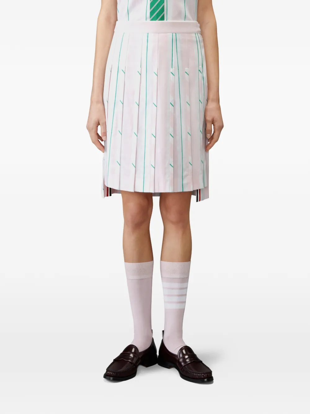 Thom Browne Madras gestreepte mini-plooirok Roze
