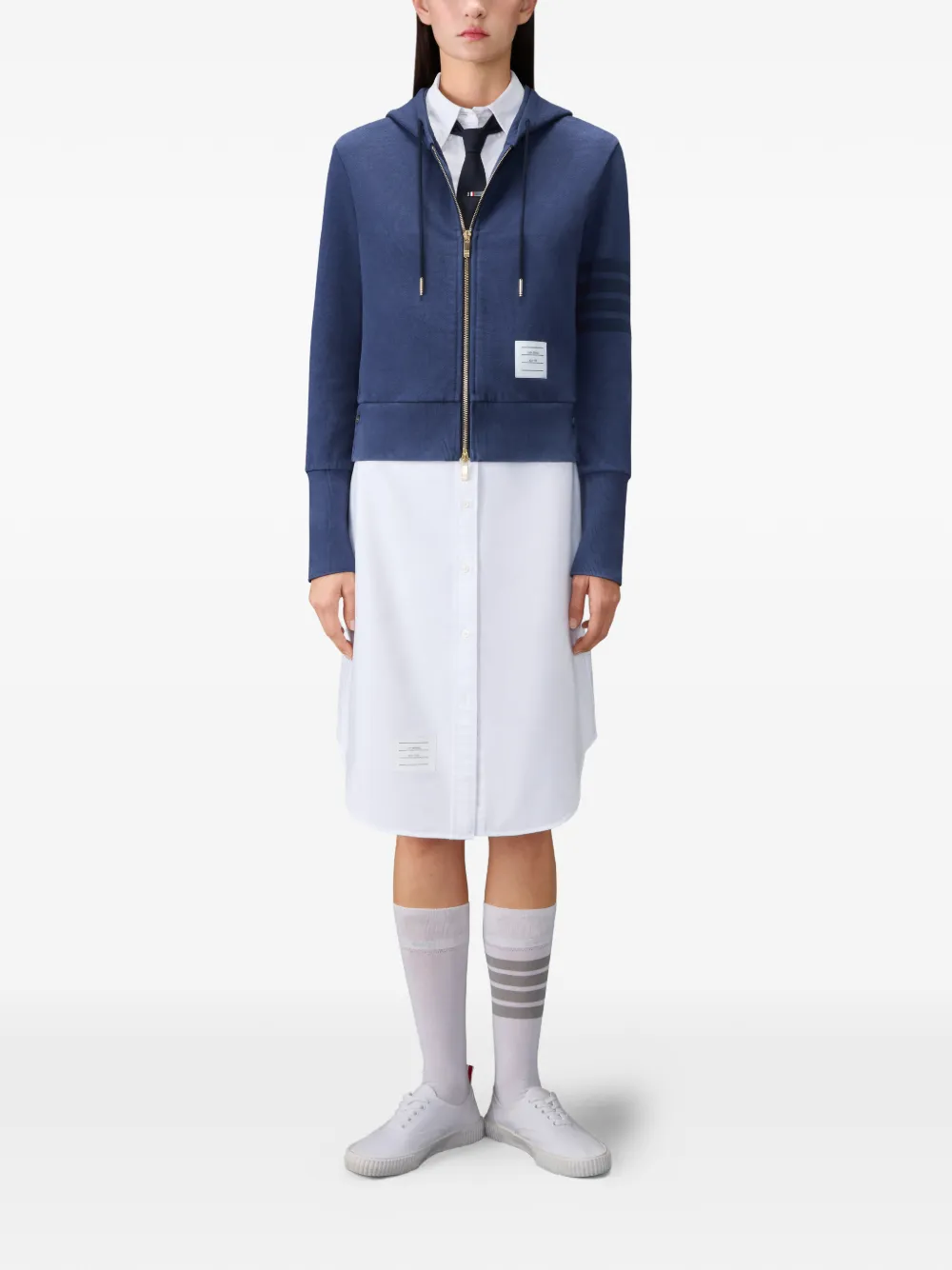 Thom Browne 4-Bar loopback hoodie Blauw