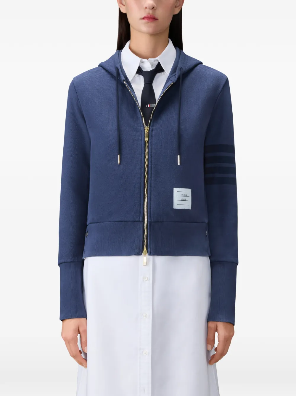Thom Browne 4-Bar loopback hoodie Blauw