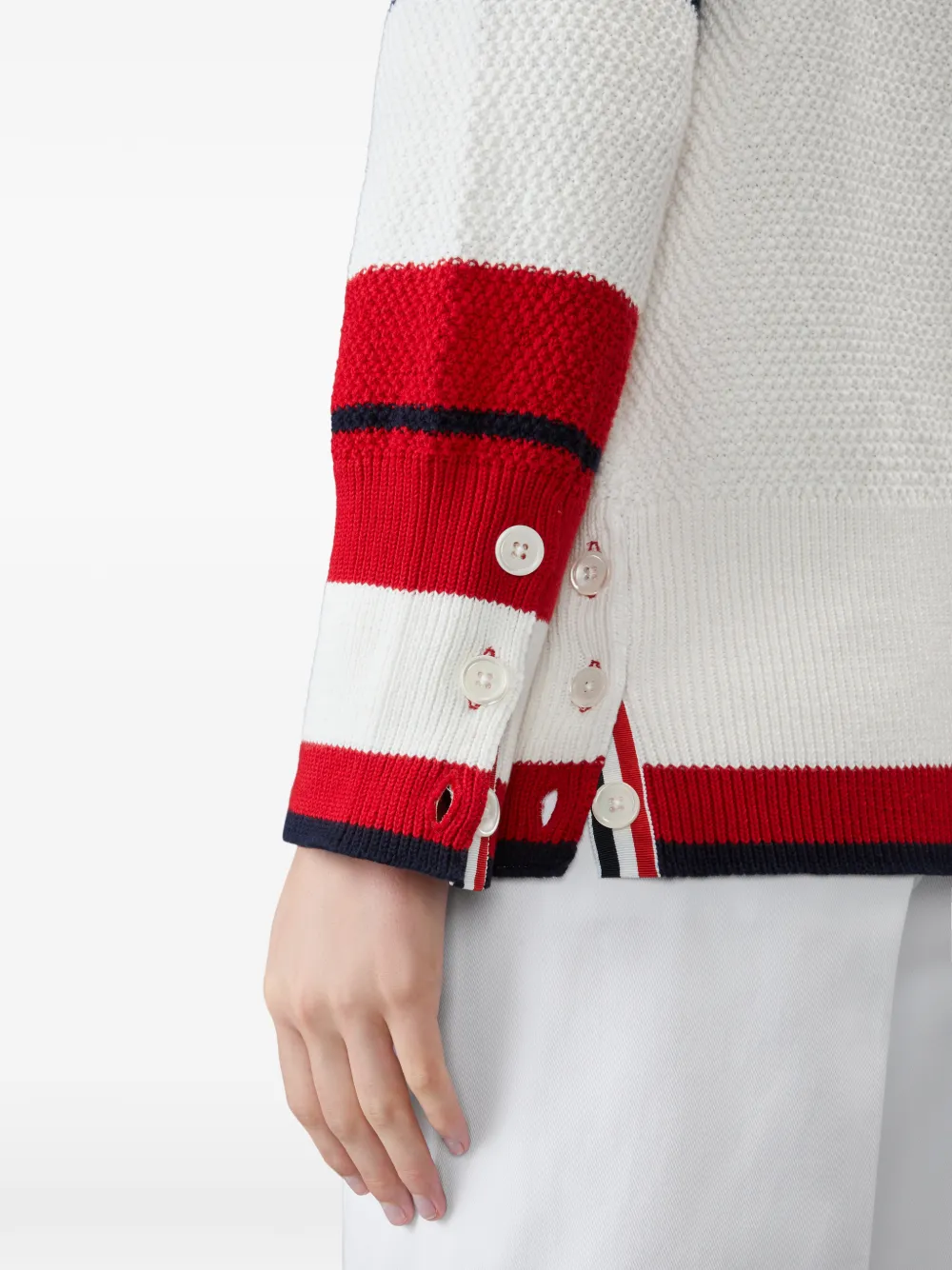 Thom Browne Tennis Racquet intarsia vest Wit