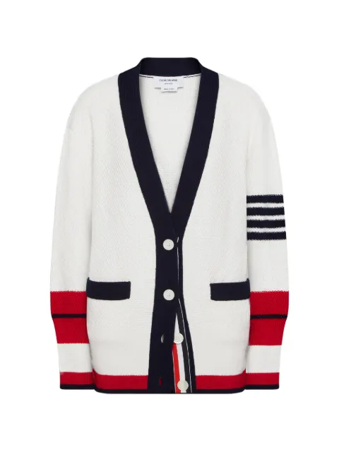 Thom Browne — tennis racquet intarsia 4-Bar seed stitch cardigan