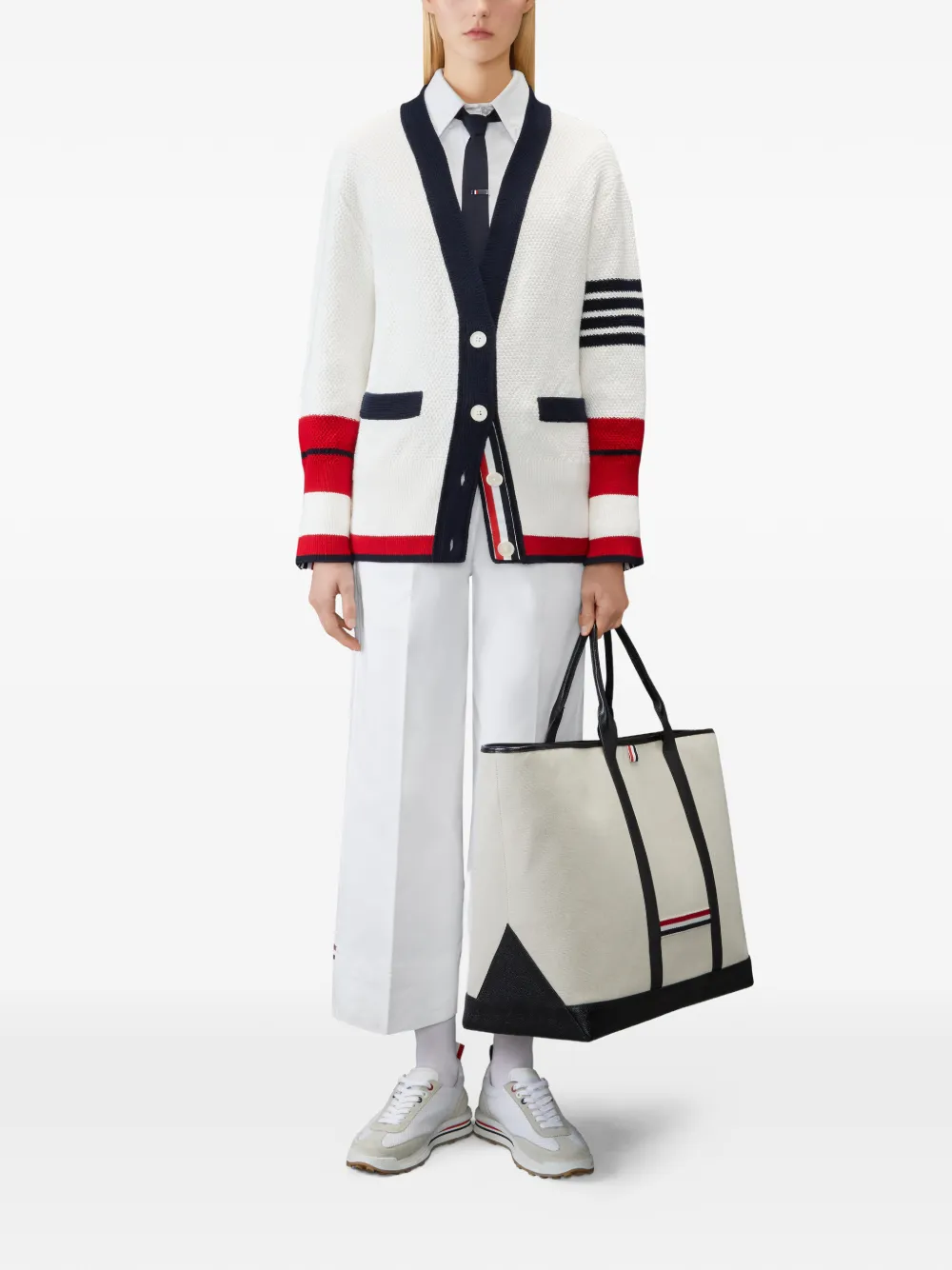 Thom Browne Tennis Racquet intarsia vest Wit