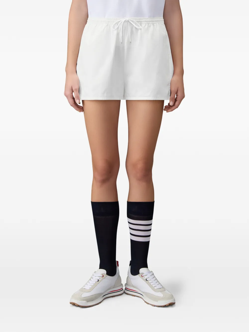  Thom Browne Drawstring Stripe Shorts - White 