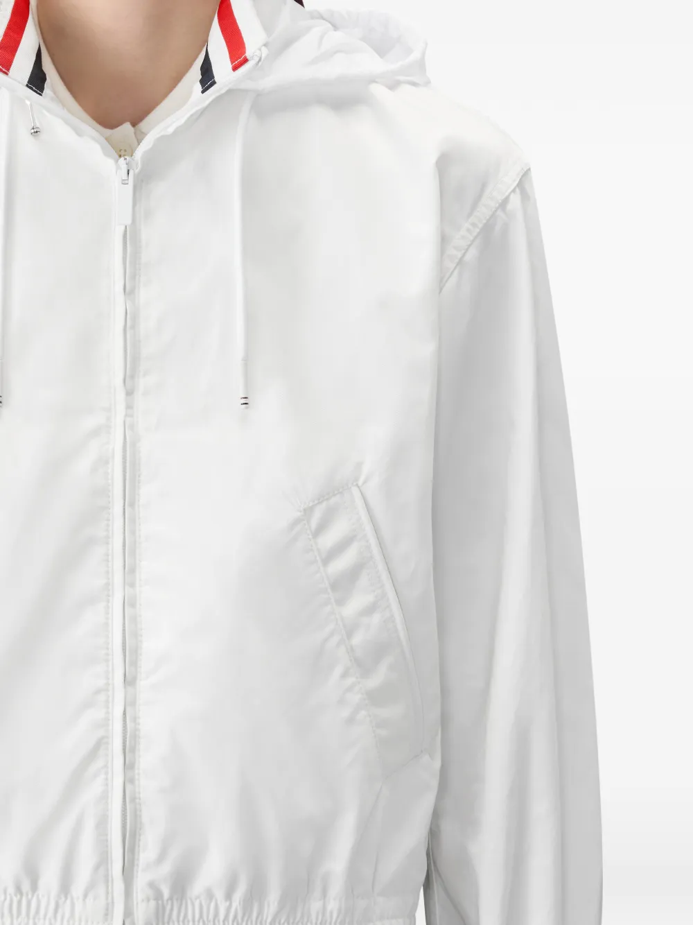 Thom Browne Jack met capuchon en streepdetail Wit