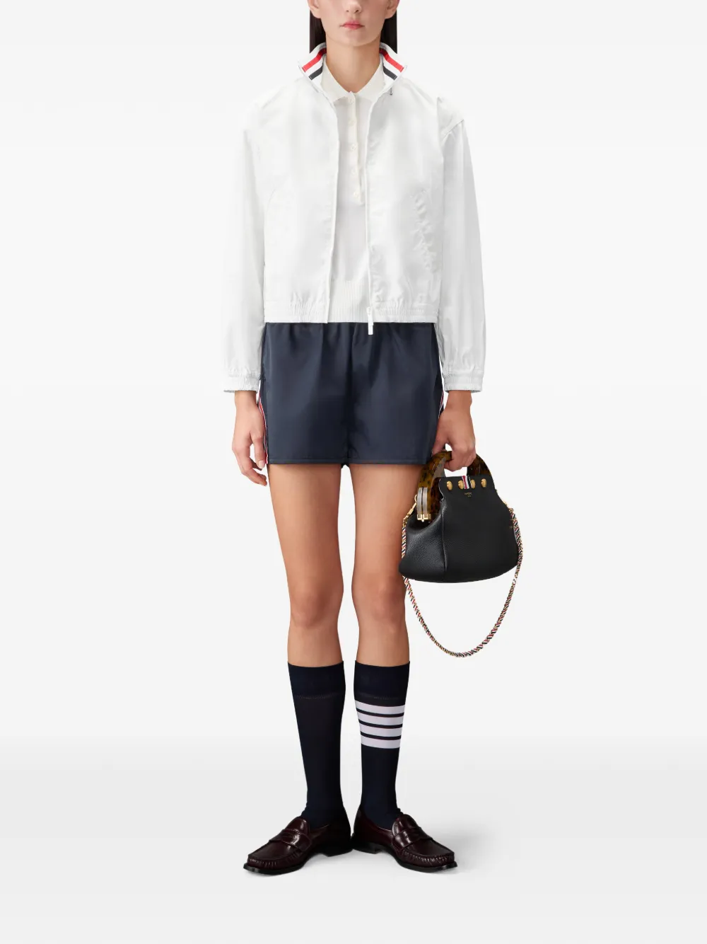 Thom Browne Jack met capuchon en streepdetail Wit