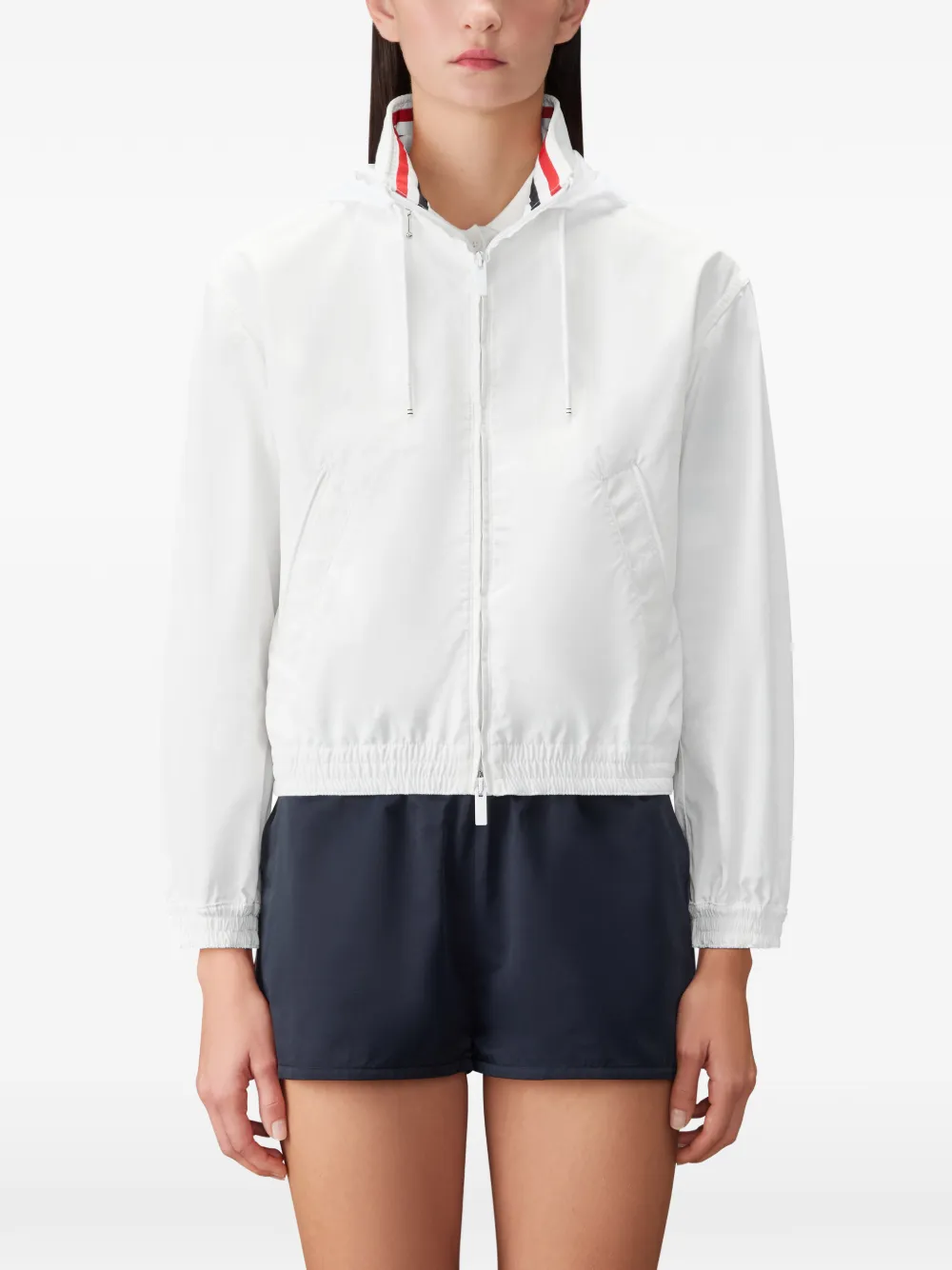 Thom Browne Jack met capuchon en streepdetail Wit
