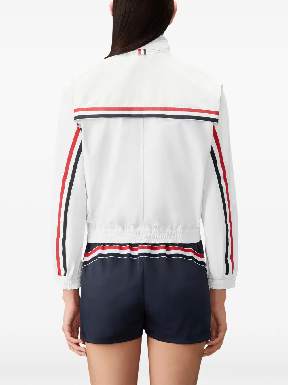Thom Browne Jack met capuchon en streepdetail Wit