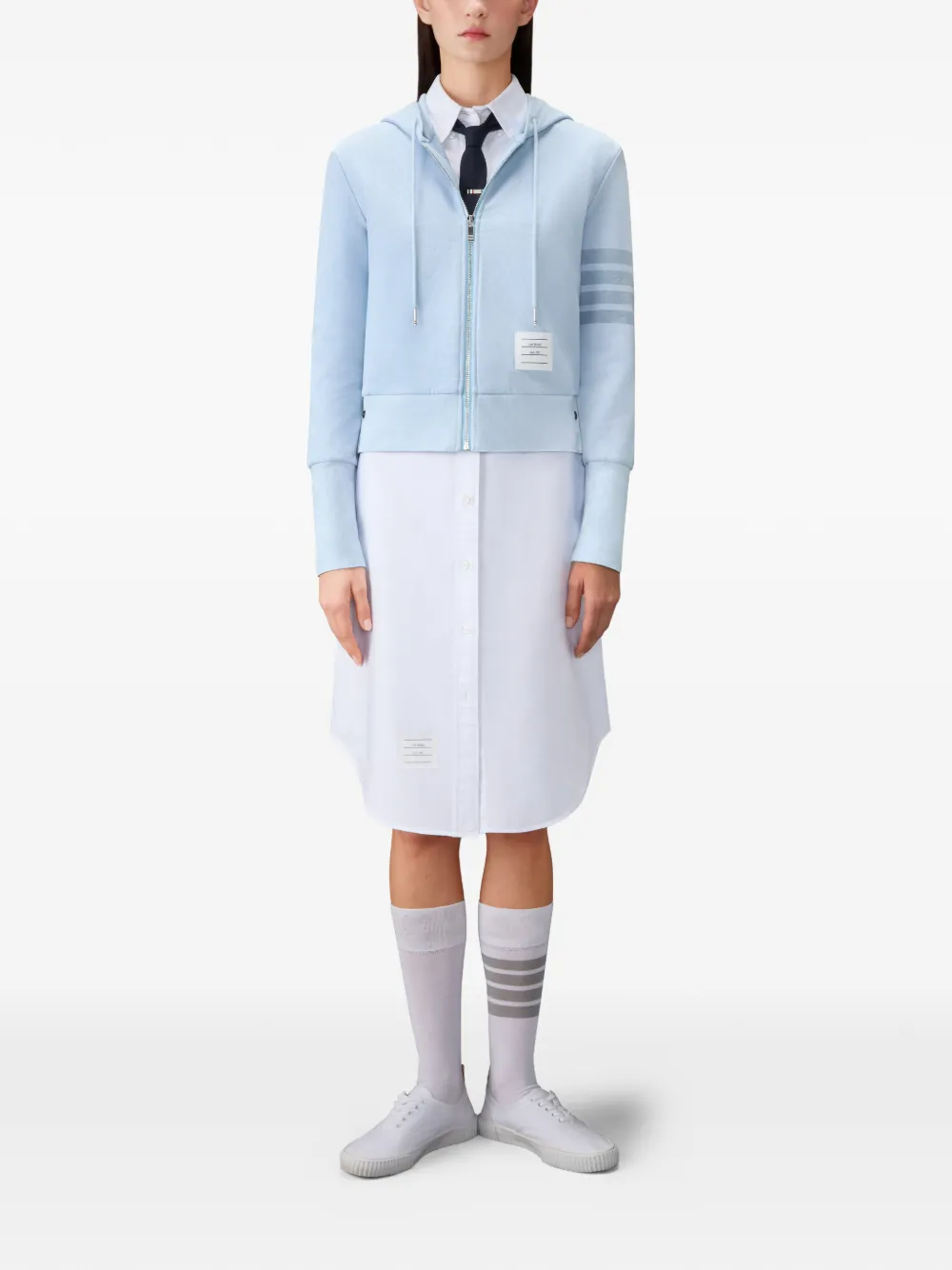 Thom Browne 4-Bar loopback hoodie Blauw