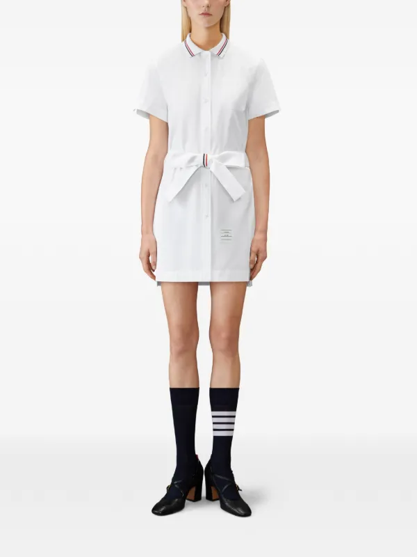 thom browne white dress Solid Poplin Bow Shirtdress | NAVYBLUE Romantic Chiffon Boho Bridesmaid Color:Turquoise/Gold colored vertical stripes