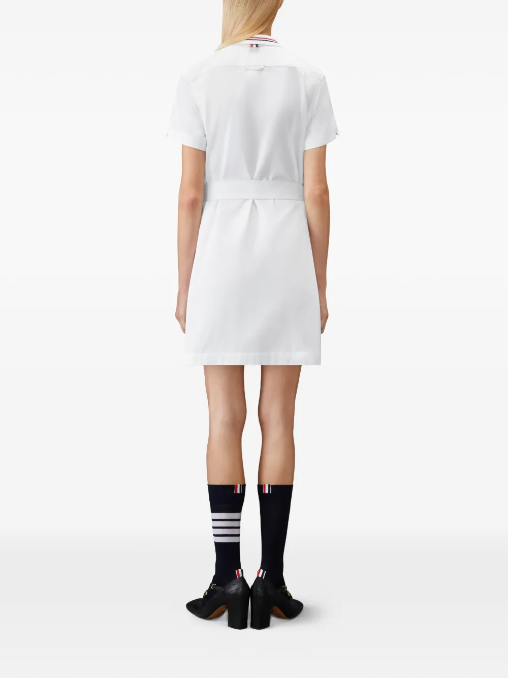 Thom Browne Solid popeline blousejurk met strik Wit
