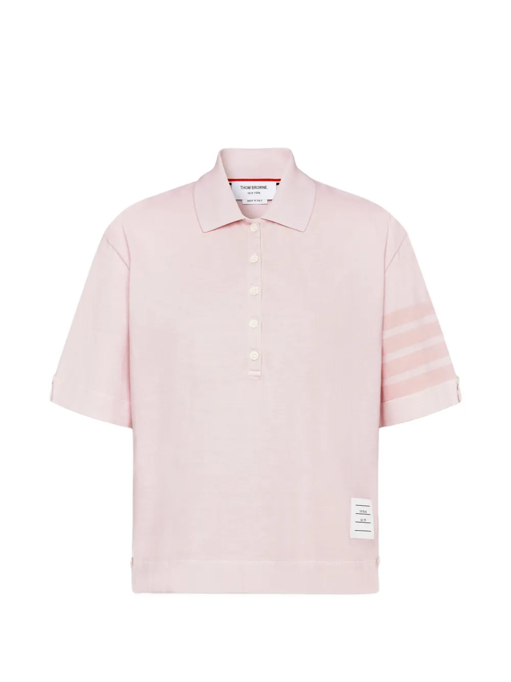Thom Browne Polo in jersey con dettaglio a 4 righe - Rosa