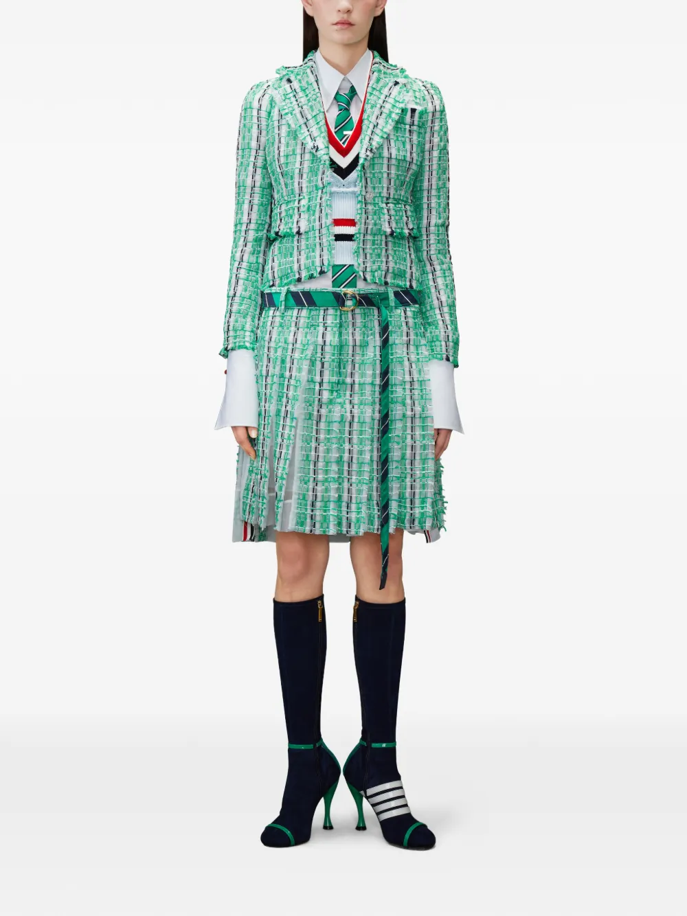 Thom Browne Kabelgebreide spencer met streep Blauw