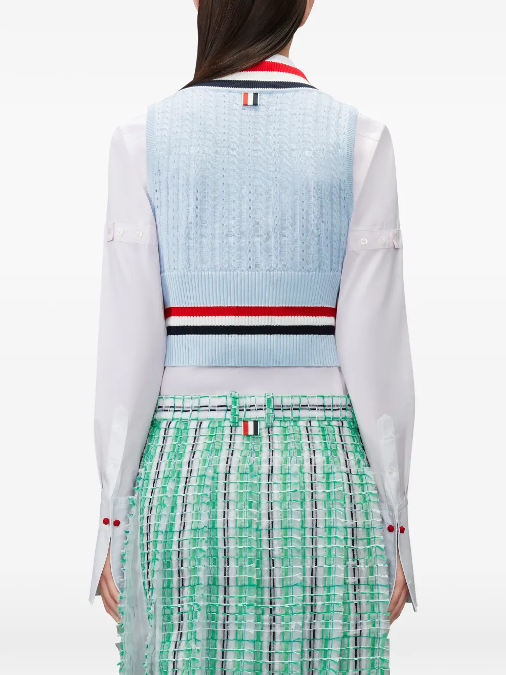 Thom Browne Kabelgebreide spencer met streep Blauw