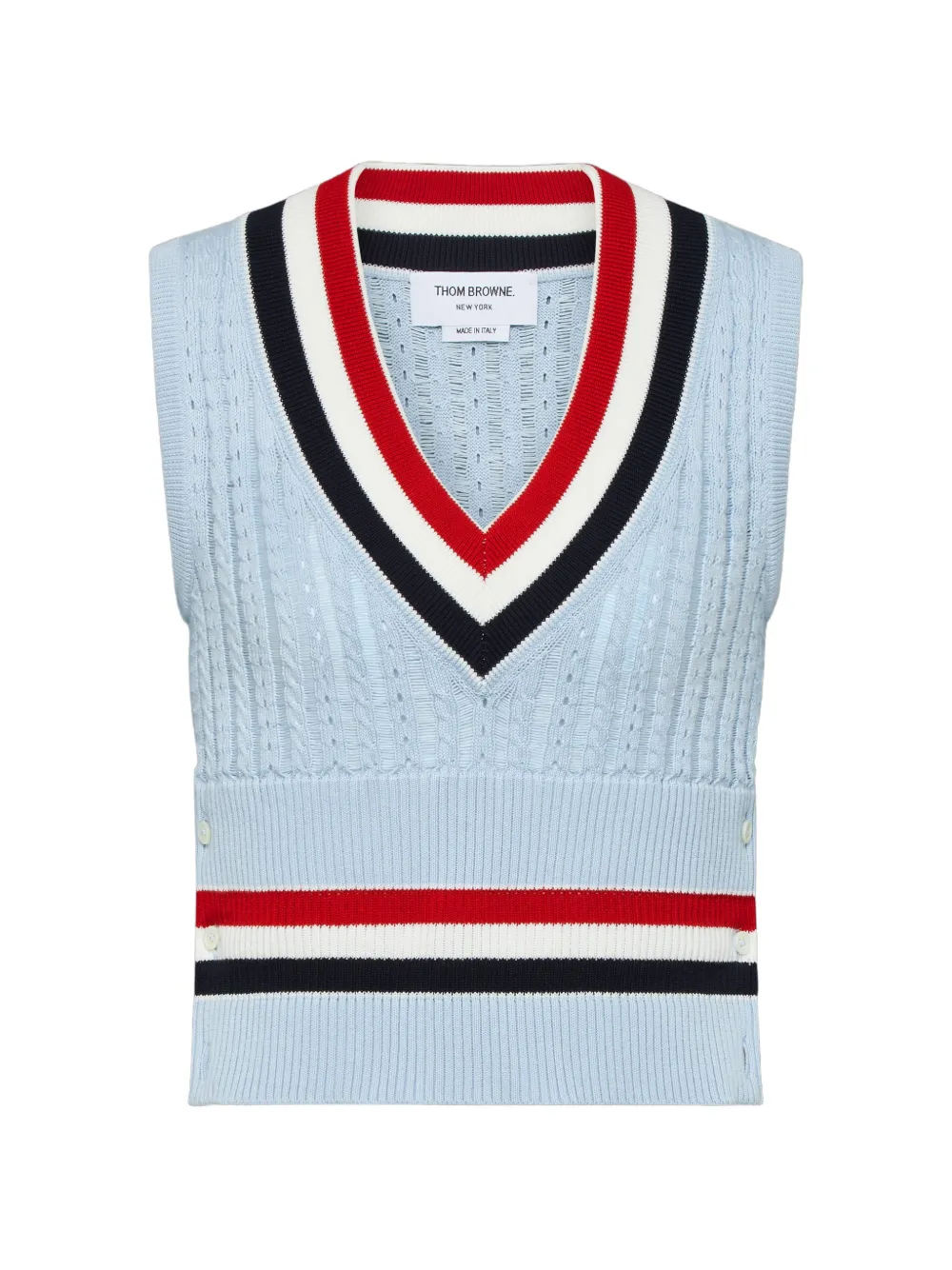 Thom Browne stripe-ladder cable vest - Blau