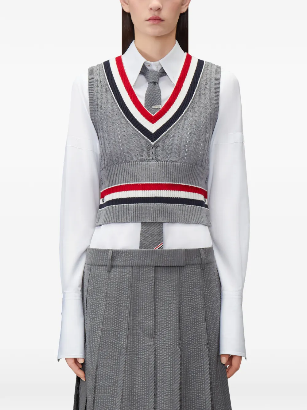 Thom Browne Gestreepte spencer Grijs