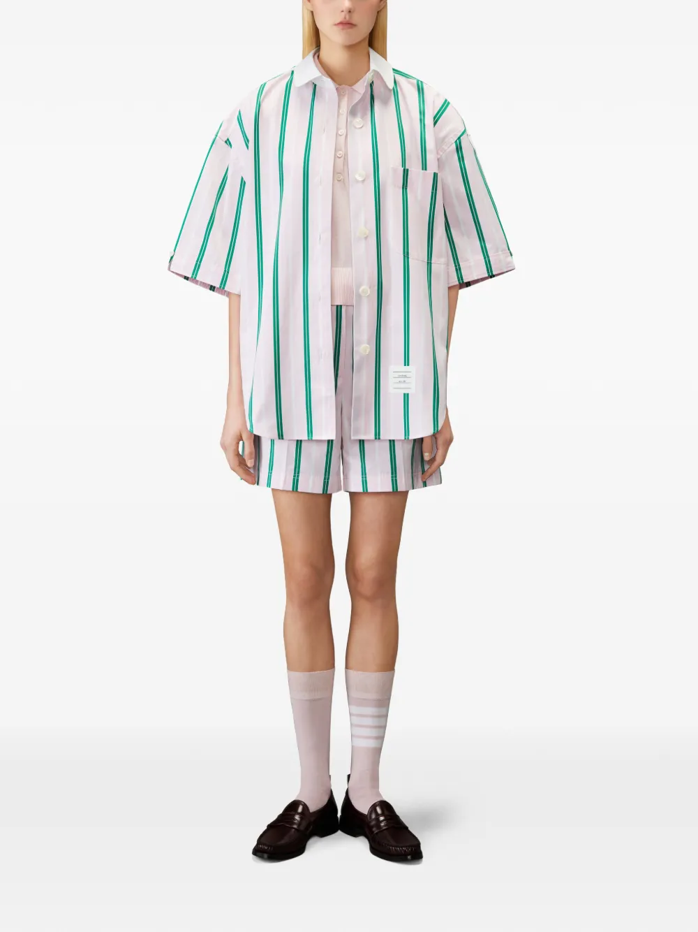 Thom Browne Gestreepte popeline blouse Roze