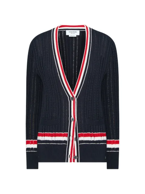 Thom Browne — RWB stripe ladder cable elongated cardigan