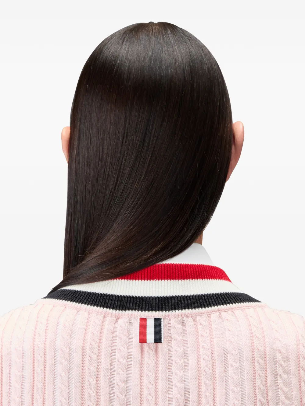 Thom Browne Kabelgebreide mini-jurk met RWB-streep Roze