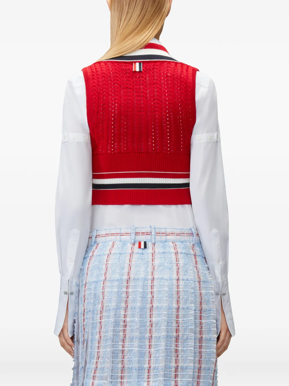 Thom Browne Gestreepte kabelspencer Rood