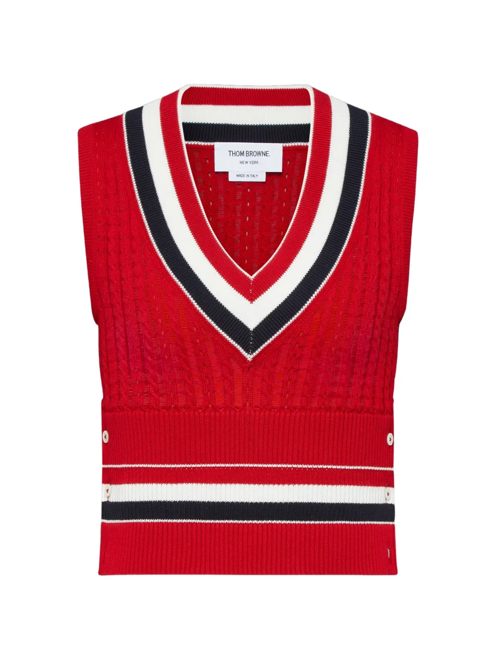 Thom Browne Cricket gekrompen trui met RWB-streep Rood