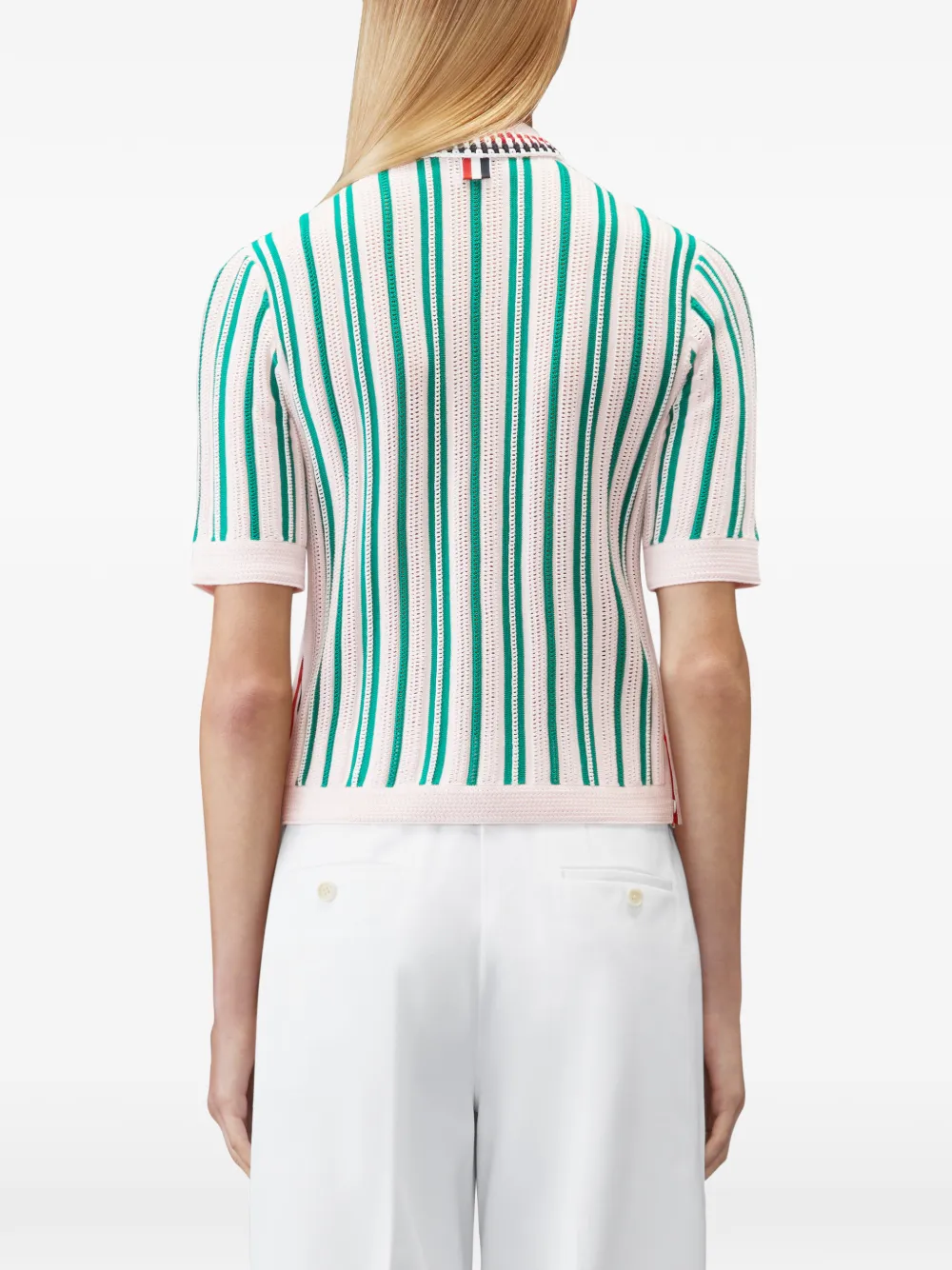 Thom Browne Gehaakte polotop met RWB-streep Roze