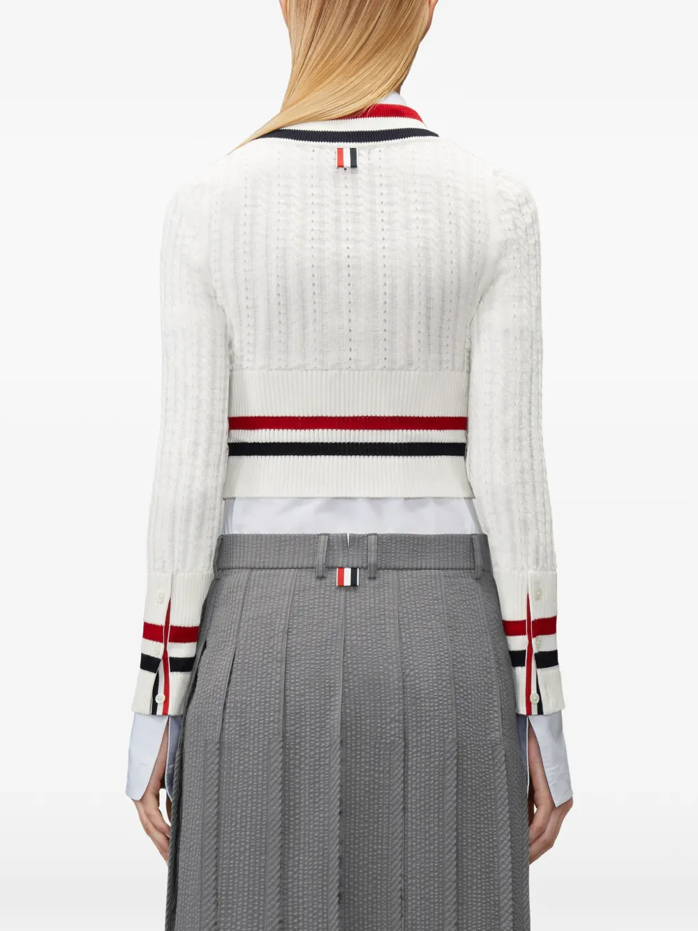 Thom Browne Cricket gekrompen trui met RWB-streep Wit