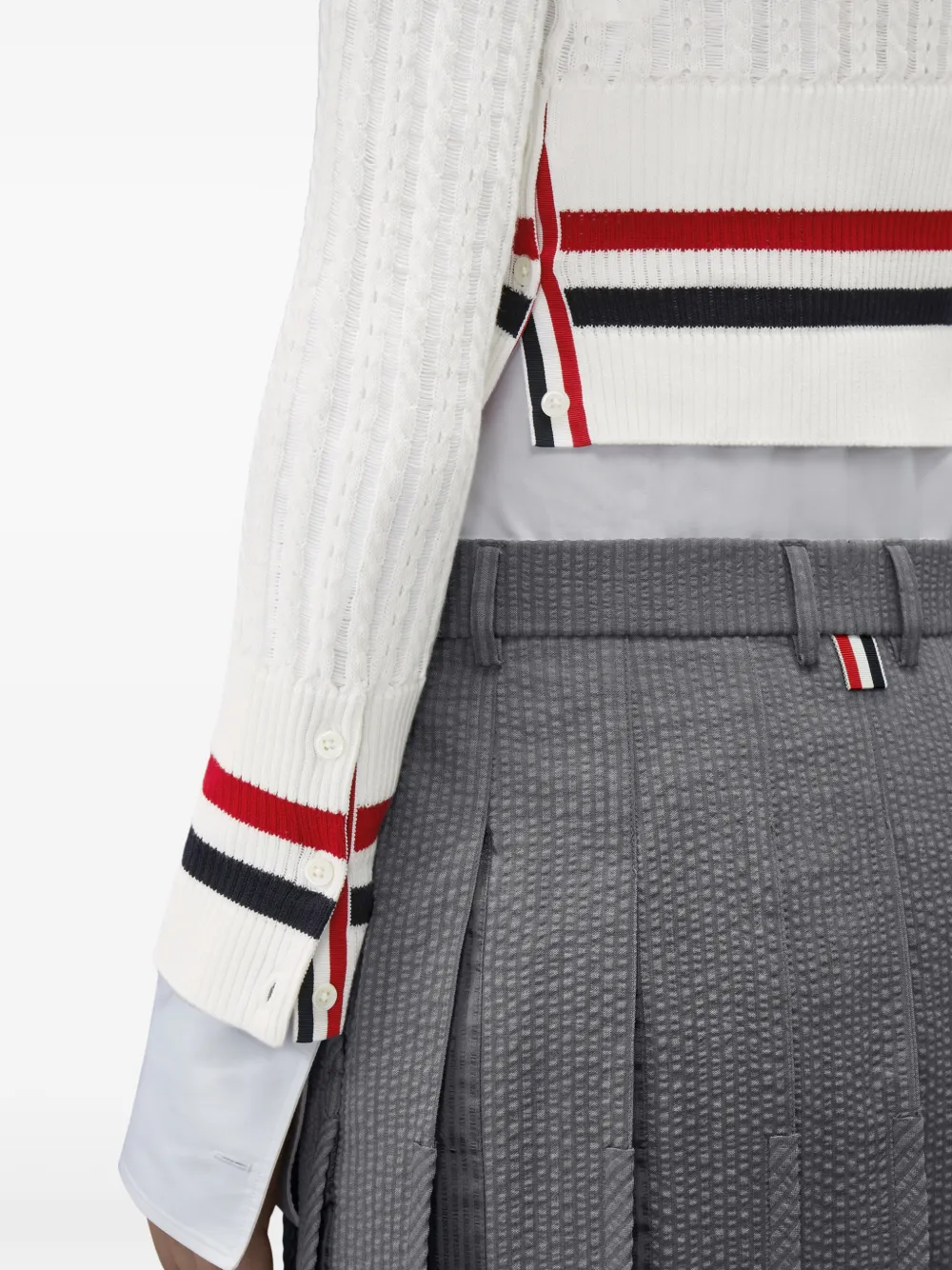Thom Browne Cricket gekrompen trui met RWB-streep Wit