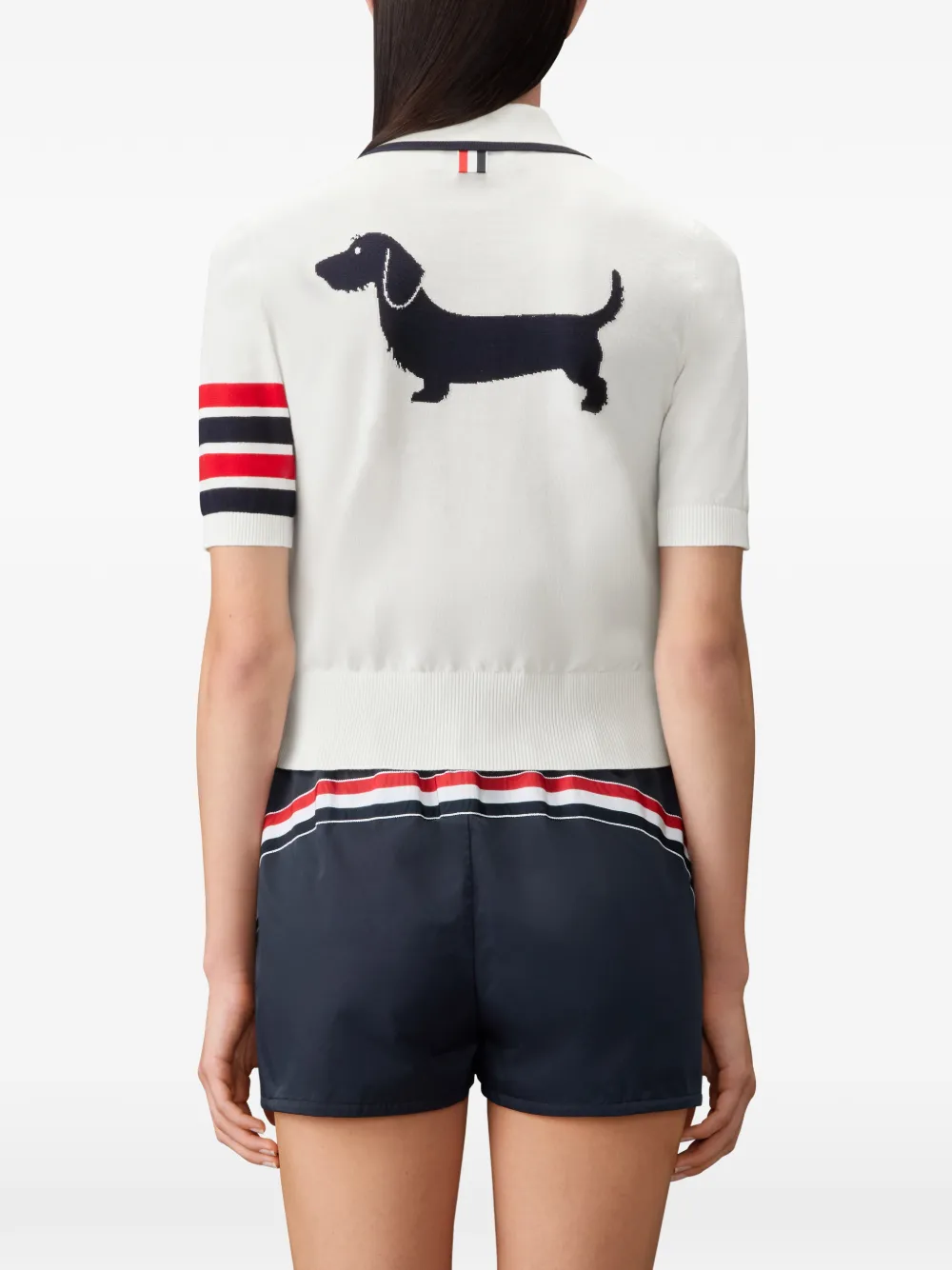 Thom Browne Hector intarsia poloshirt Wit