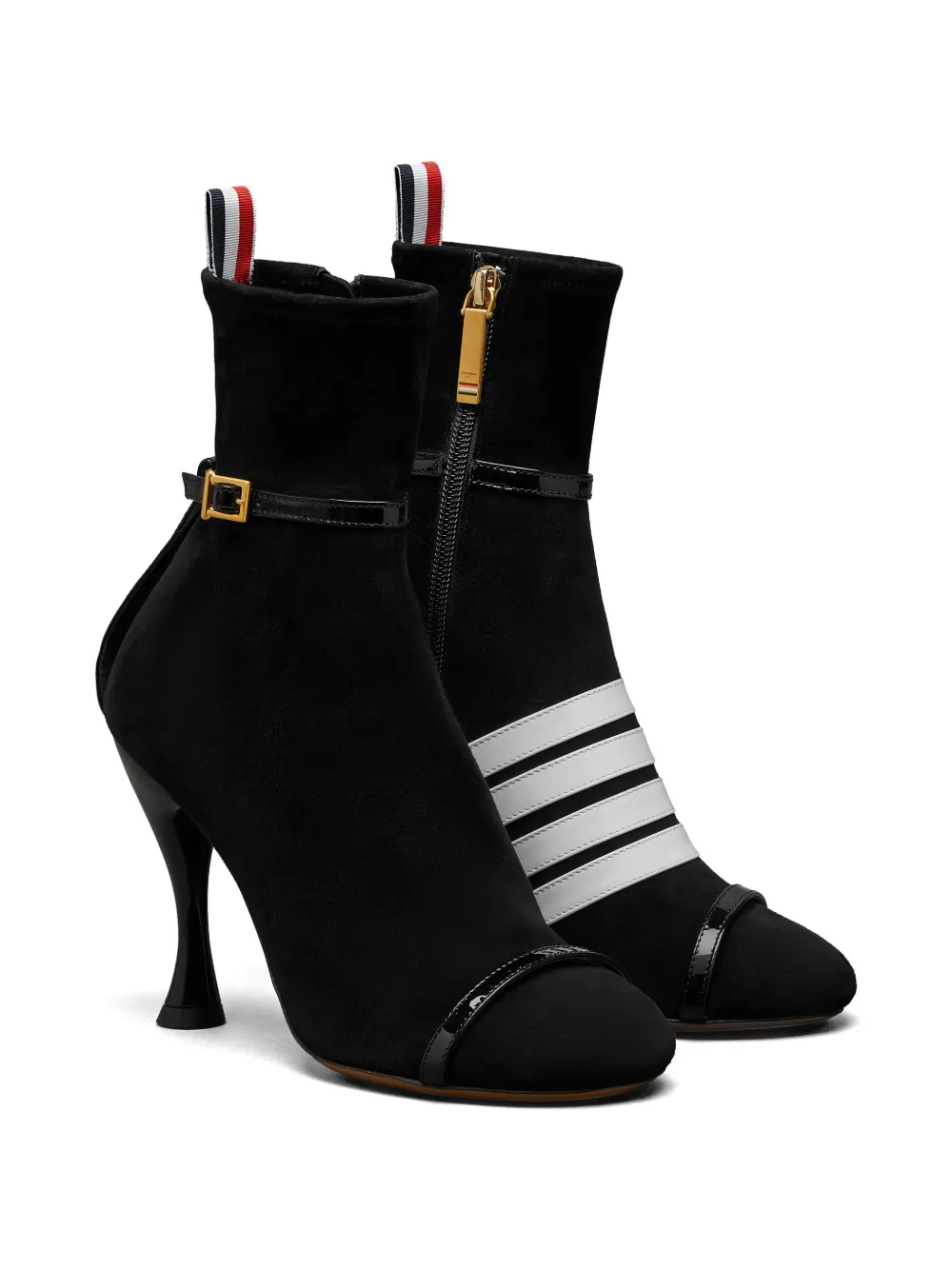 Thom Browne Enkellaarzen met vier strepen Zwart