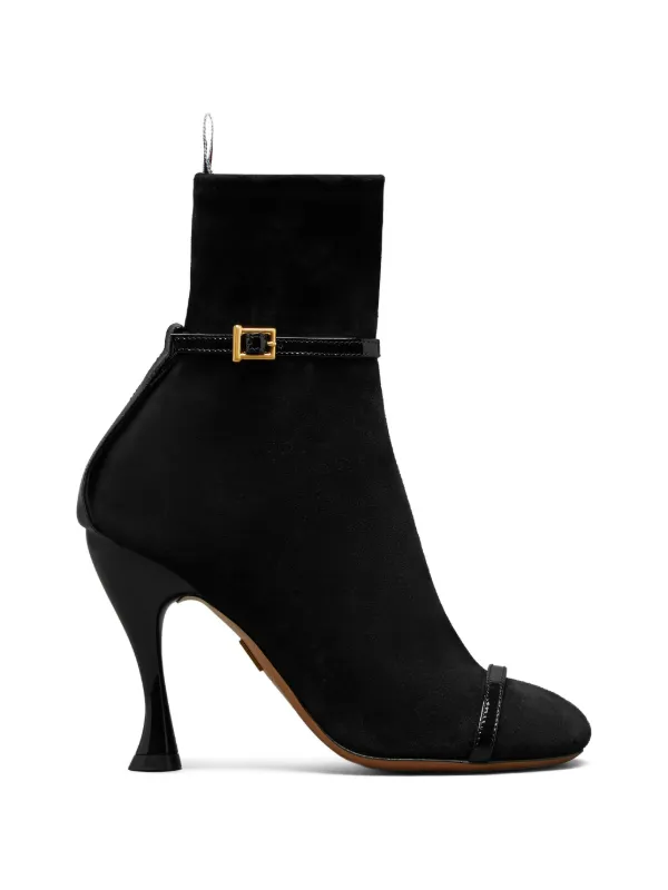 Thom Browne Soft Suede Trompe L'oeil 4-bar Ankle Boots in Black