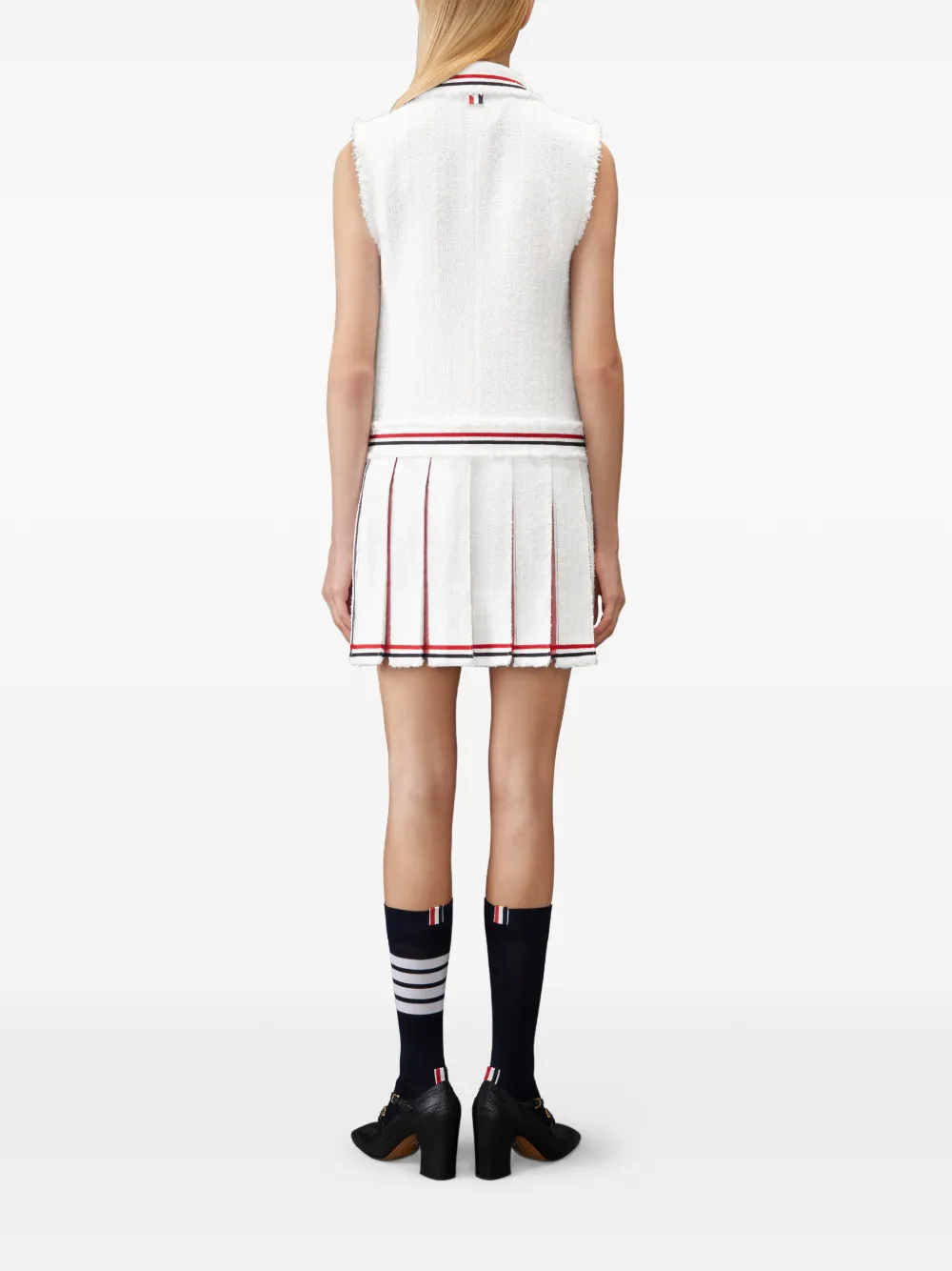Thom Browne Tweed jurk met plooien Wit