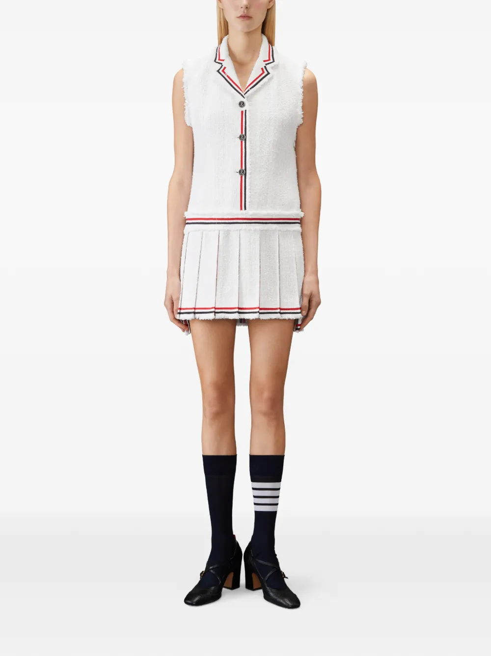 Thom Browne Tweed jurk met plooien Wit