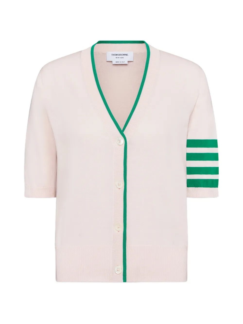 Thom Browne Cardigan a maniche corte con dettaglio a righe - Rosa