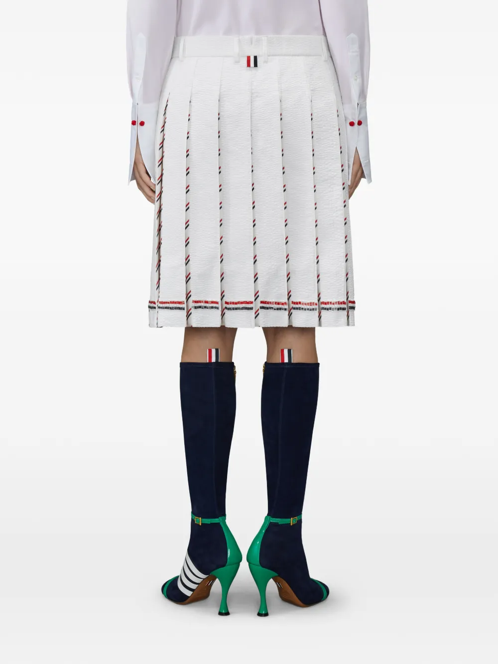 Thom Browne RWB low-waist rok met plooien en kralen Wit