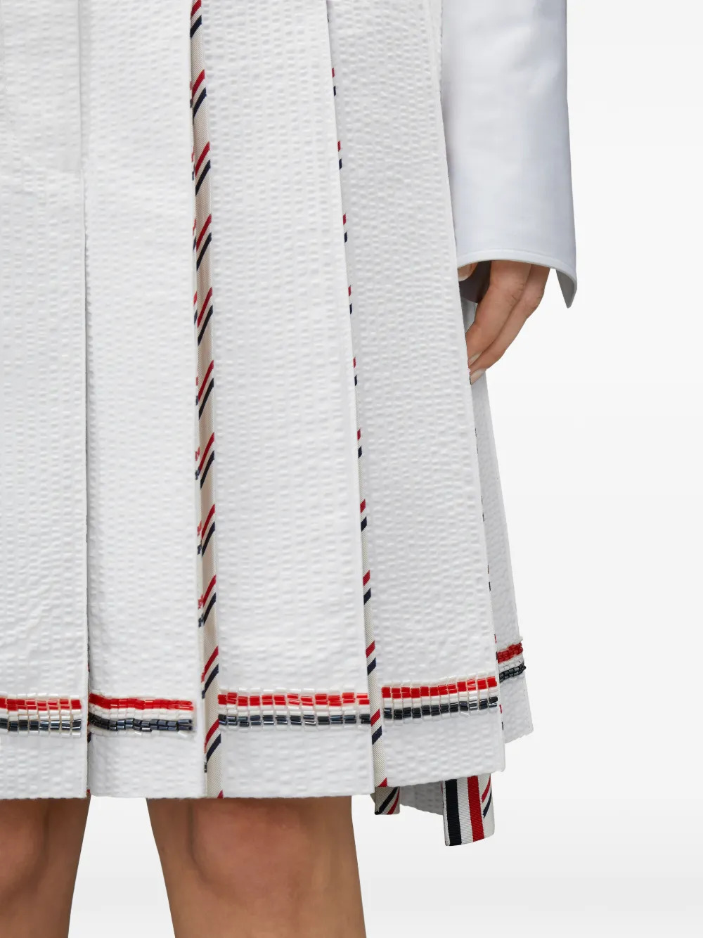 Thom Browne RWB low-waist rok met plooien en kralen Wit