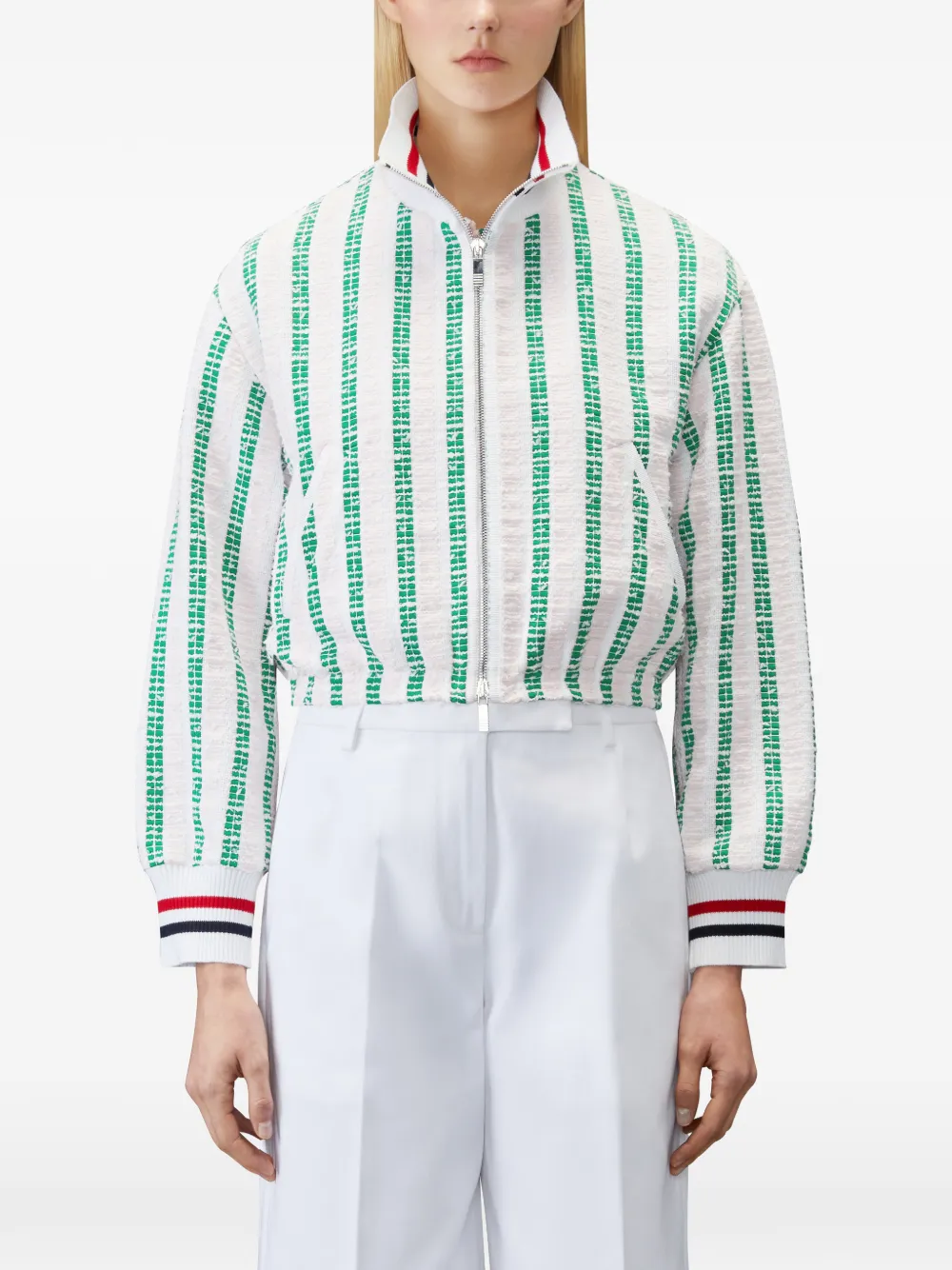 Thom Browne Repp Stripe tweed shirtjack Wit