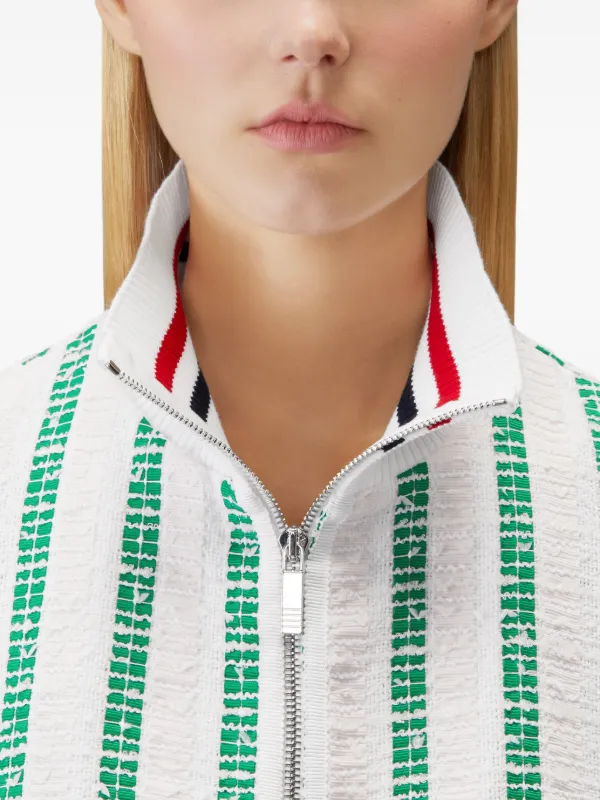 Thom Browne Repp ストライプ ツイードブルゾンジャケット | ホワイト 