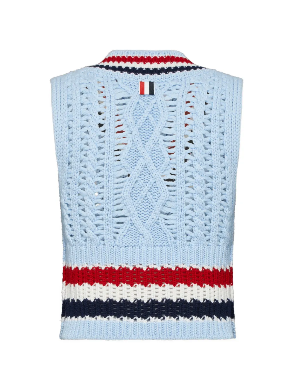 Thom Browne Chunky kasjmier gilet met RWB streep Blauw