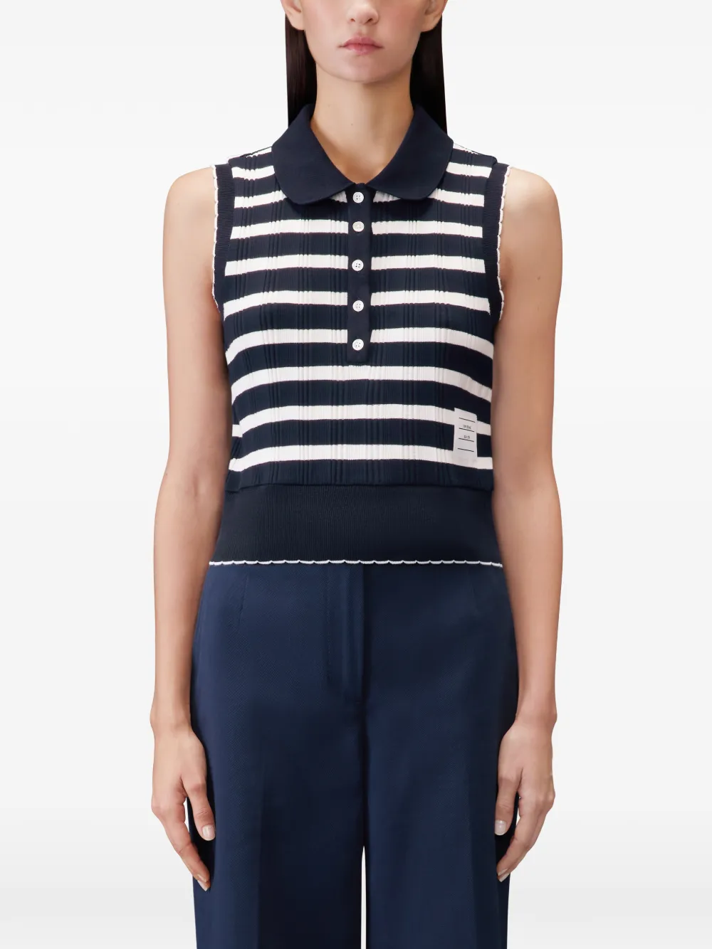  Thom Browne Polo A Rayas - Azul 