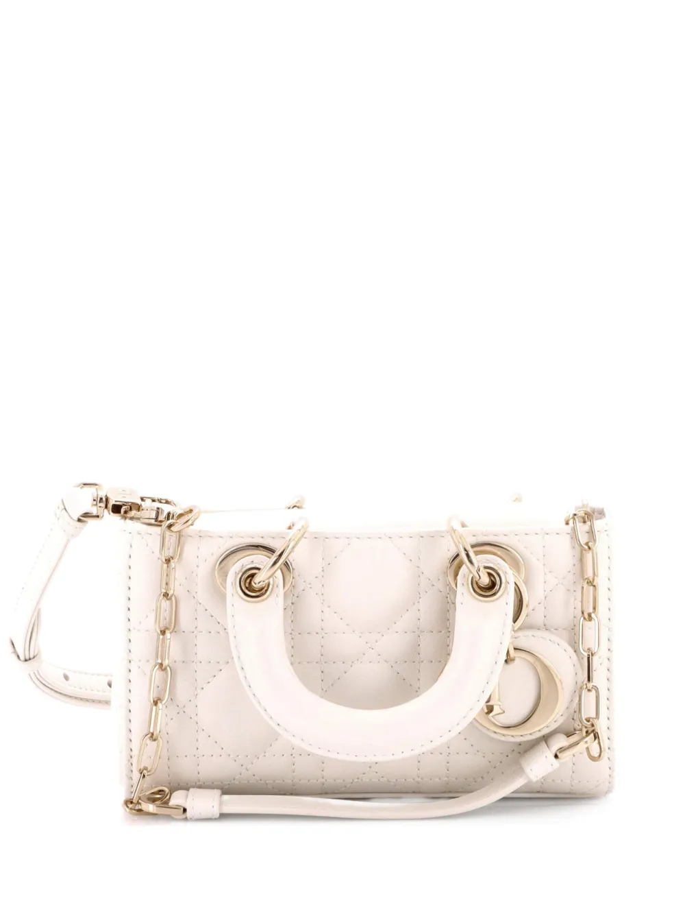 Christian Dior Pre-Owned Lady D-Joy Bag Cannage Quilt Lambskin Micro satchel - Bianco