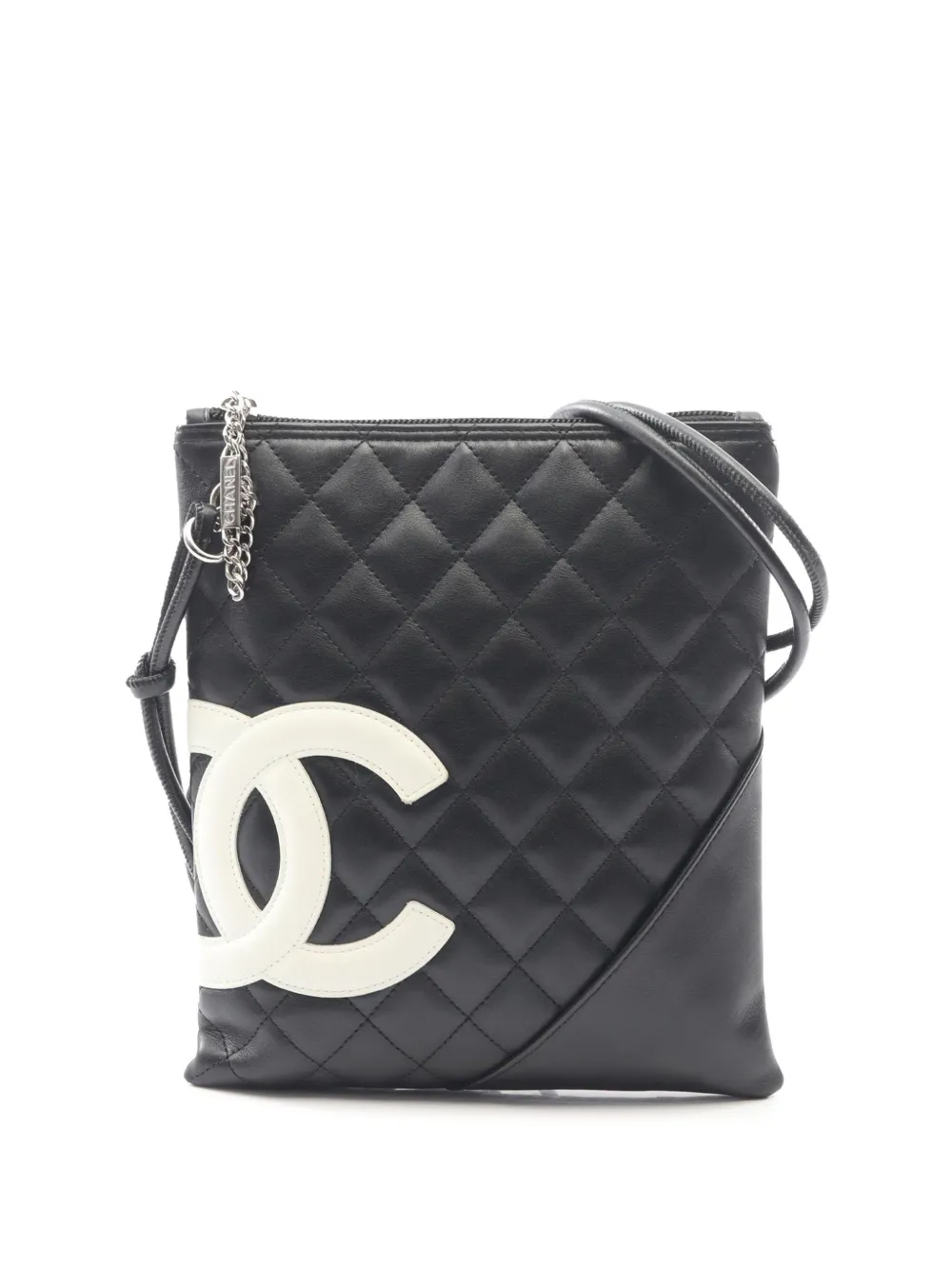 CHANEL Pre-Owned Borsa a tracolla Cambon Ligne piatta in pelle di agnello trapuntata 2005-2006 - Nero