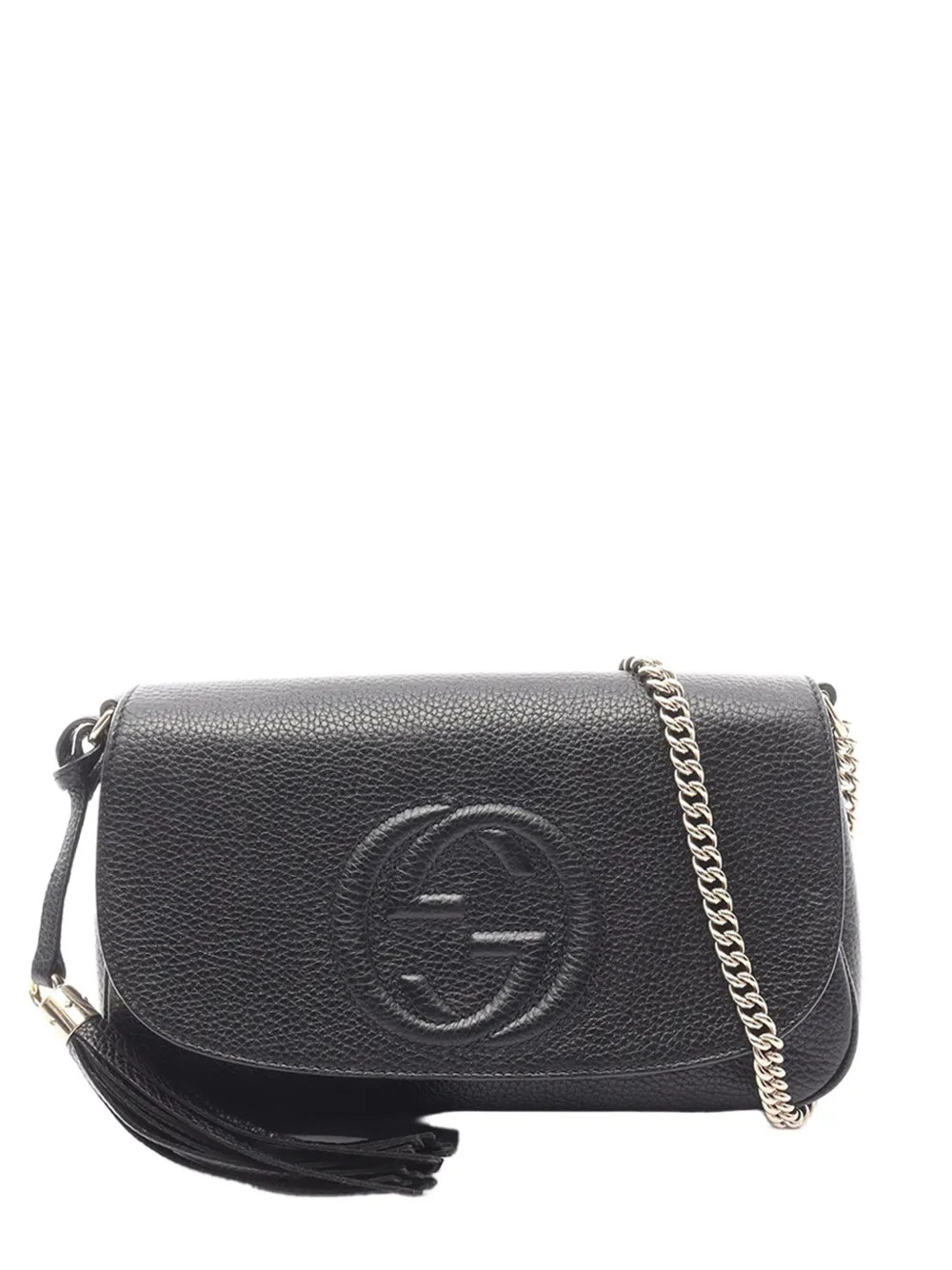Gucci Pre-Owned 2016-2026 Grained Leather Interlocking G Soho Chain crossbody bag - Nero
